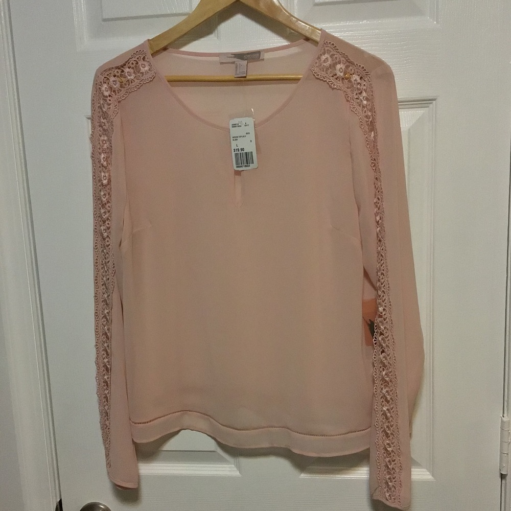 Pink chiffon and lace top